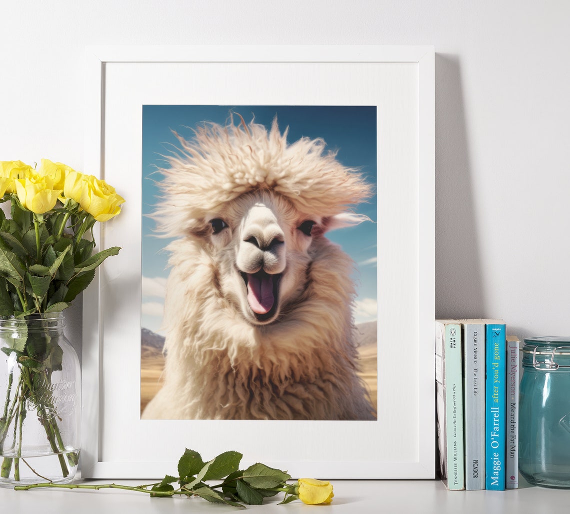 Funny Alpaca Art Print, Mountain Nature - Image 2