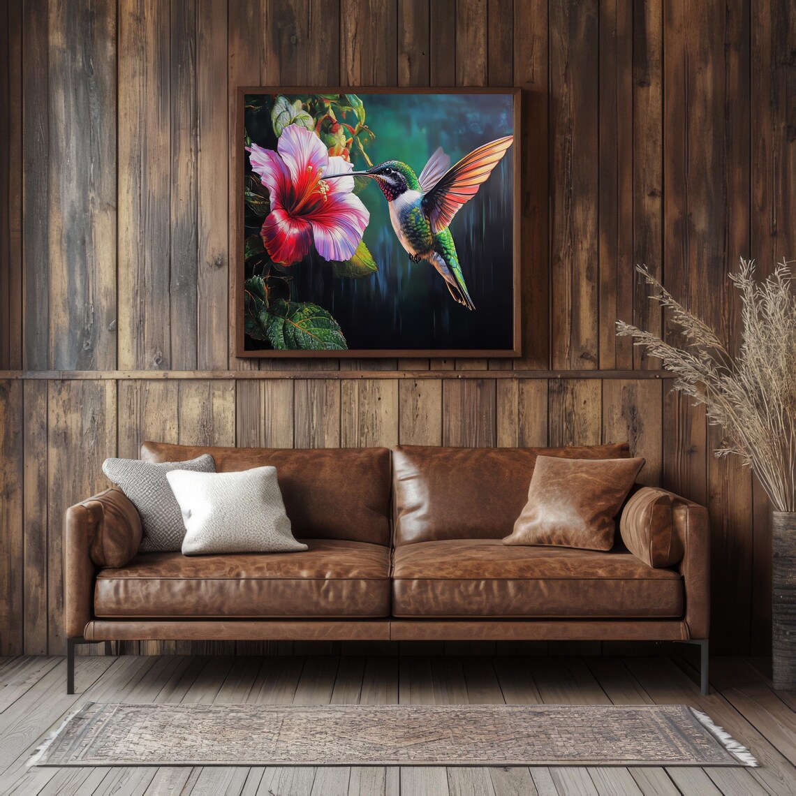 Hummingbird Poster, Cute Bird and Flowers Gift - Image 3