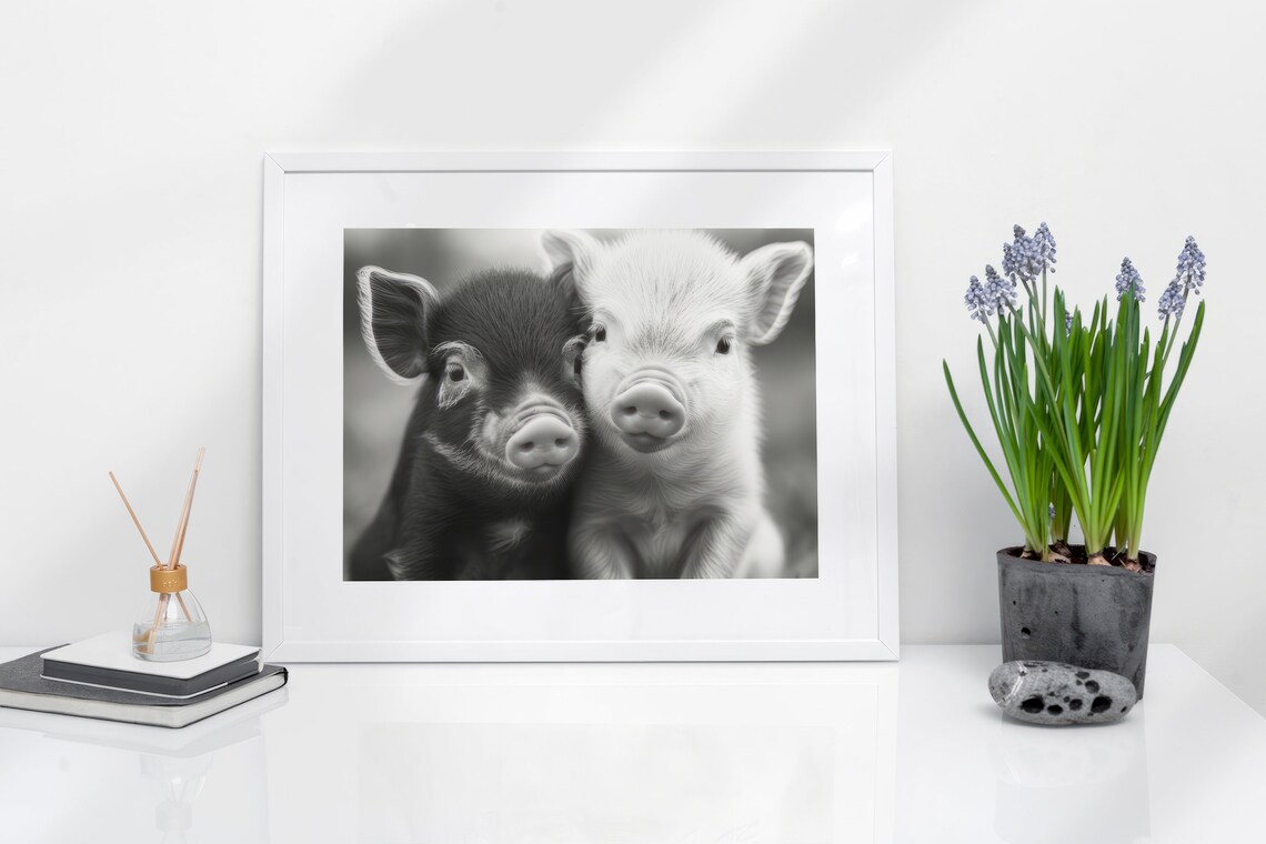 Cute Pig Couple, Nursery Decor Valentine Artwork - Image 3