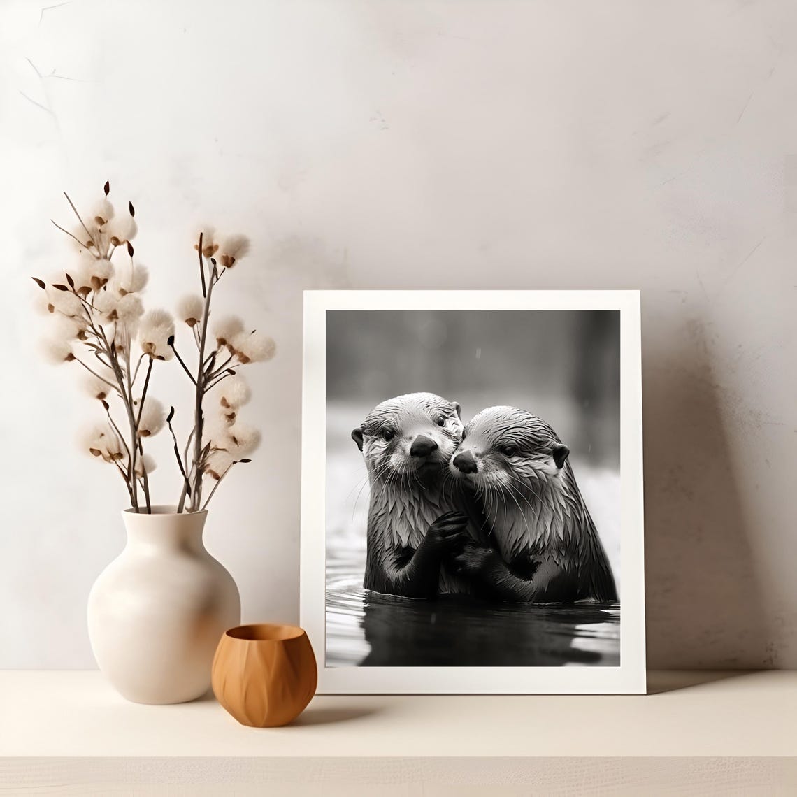 Cute Otter Couple Poster Print, Nursery Decor - Image 2