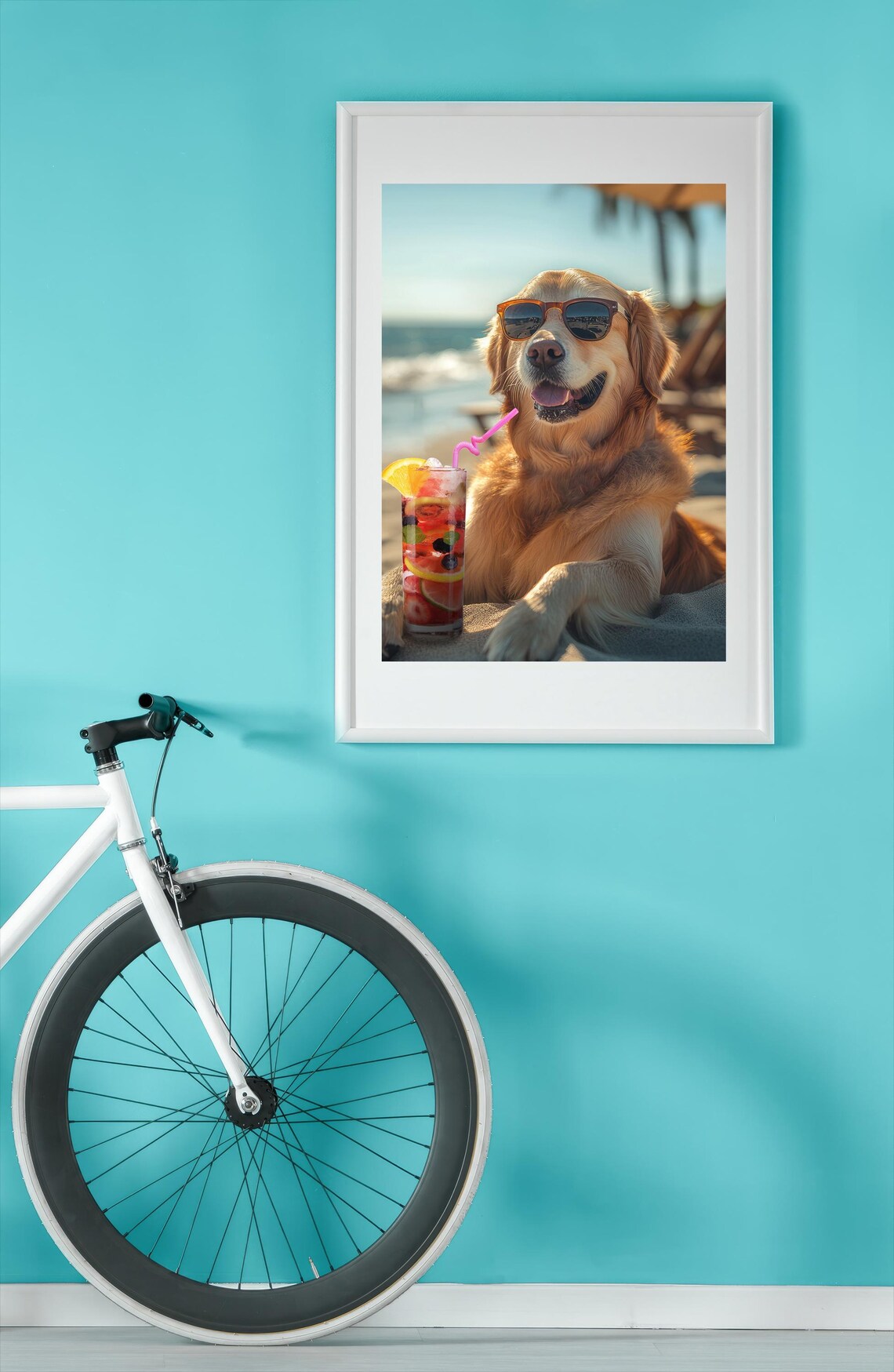 Golden Retriever Dog Poster, Funny Beach Decor - Image 3