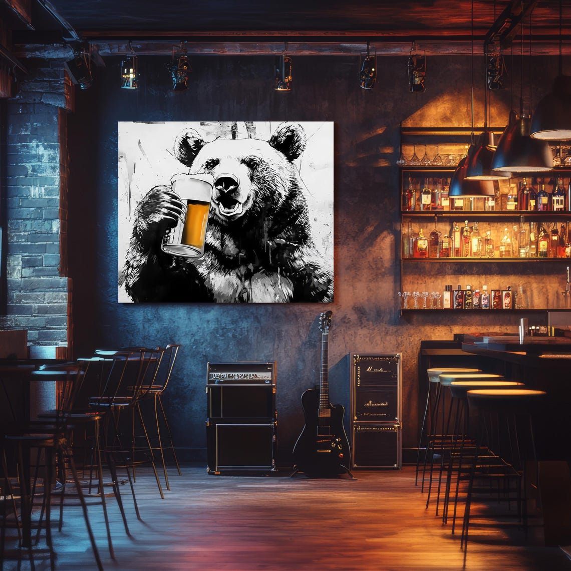 Grizzly Print, Funny Man Cave Decor - Image 3