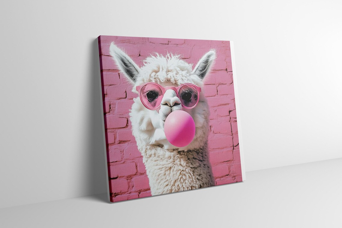 Alpaca Funny Llama Bubble Gum, Kid Bedroom Art Print - Image 2
