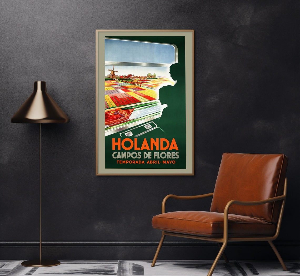 Holanda Campos De Flores Tulip Fields Train Window Travel Poster - Image 2