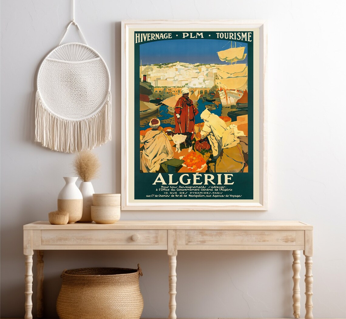 Algerie PLM Hivernage Harbor Market Oranges Vintage Travel Poster - Image 4