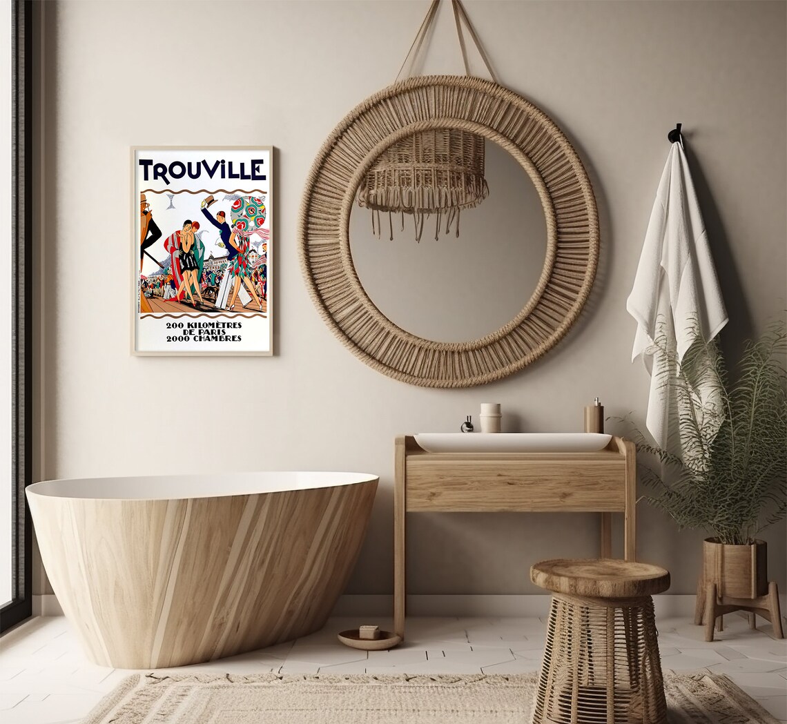Trouville France Boardwalk Flappers Paris 200km Art Deco Travel Poster - Image 2