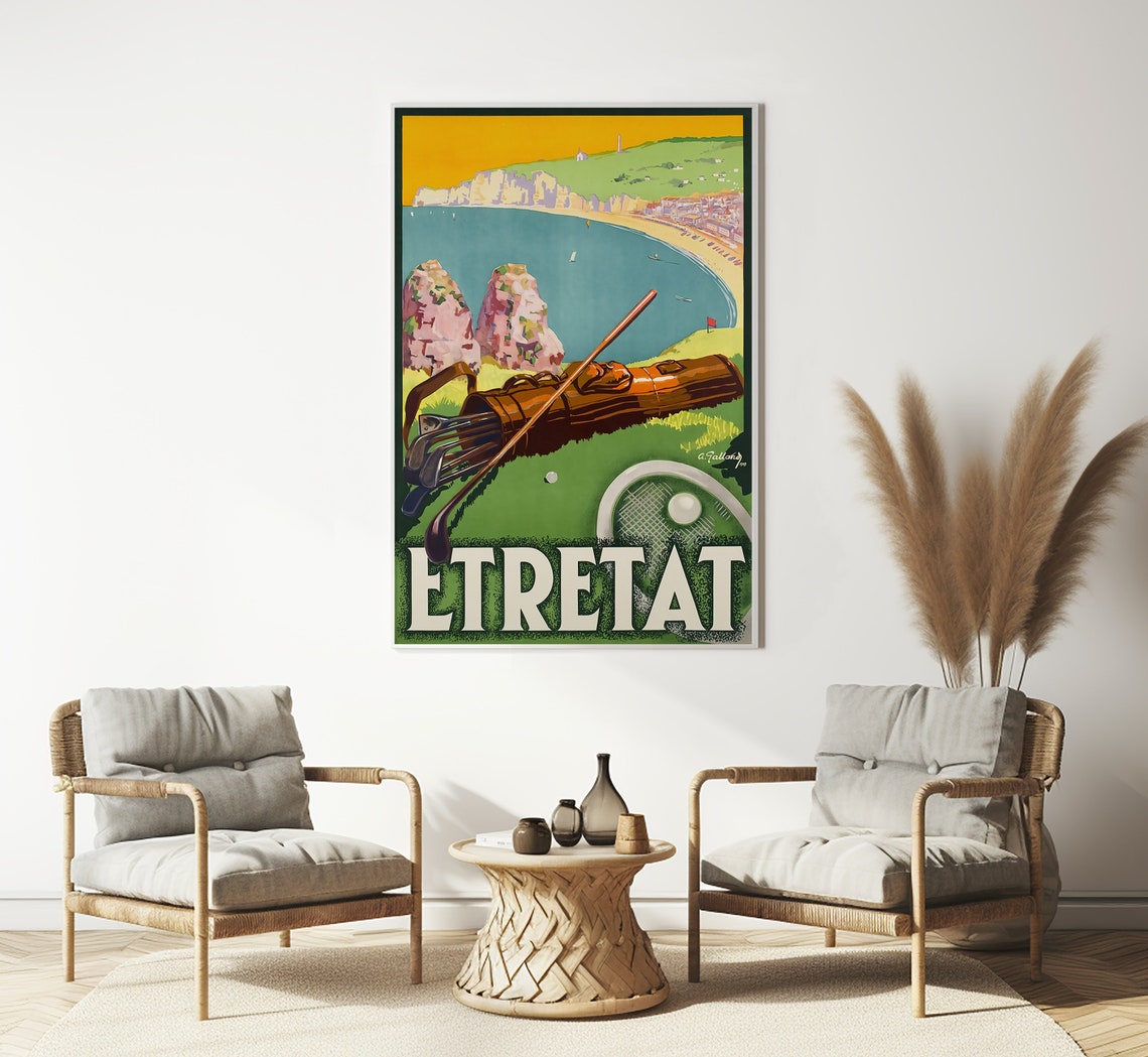 Etretat France Normandy Cliffs Bay Golf Course Tee View Travel Poster - Image 3