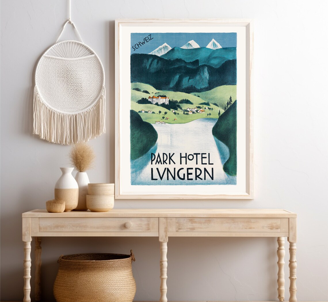 Park Hotel Lungern, Switzerland Vintage Travel Poster - Image 4