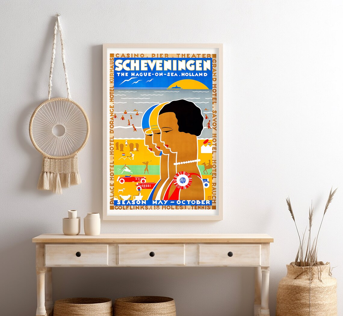 Scheveningen Holland Hague On Sea Casino Pier Art Deco Travel Poster - Image 4
