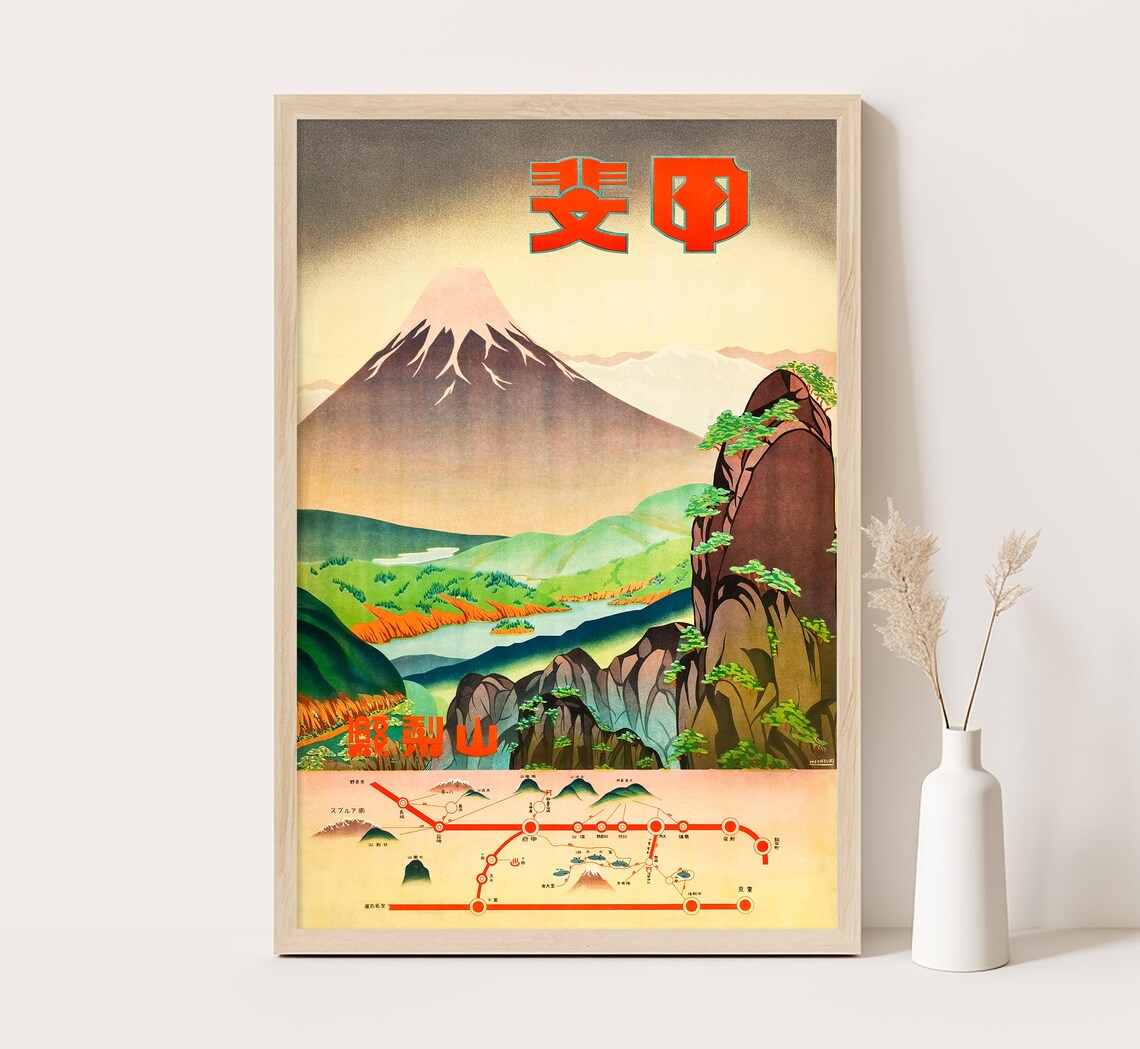 Japanese Railways Vintage Travel Poster, Japan