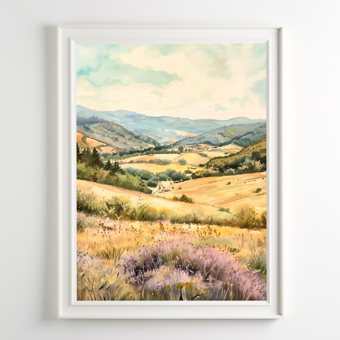 Carmel Valley Panoramic Landscape Watercolor Art Print