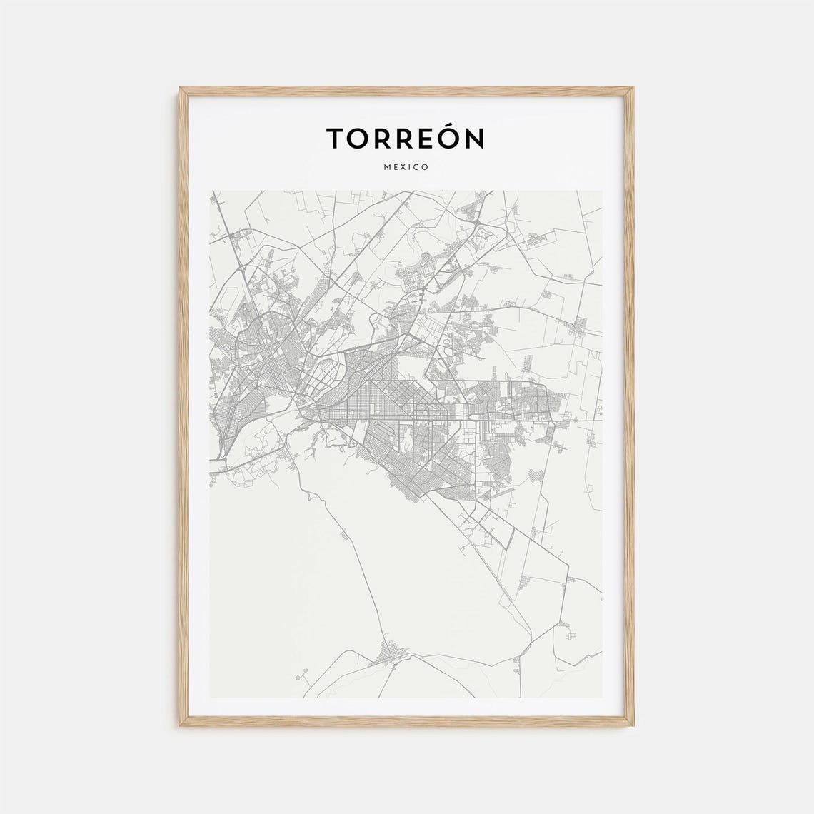Torreon Mexico Minimalist City Street Map Line Art Travel Poster