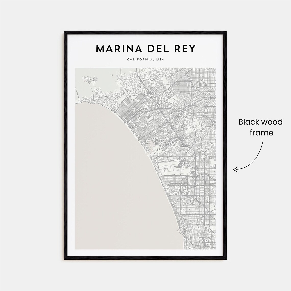 Marina Del Rey California Street Map Poster Minimalist Modern Decor - Image 3