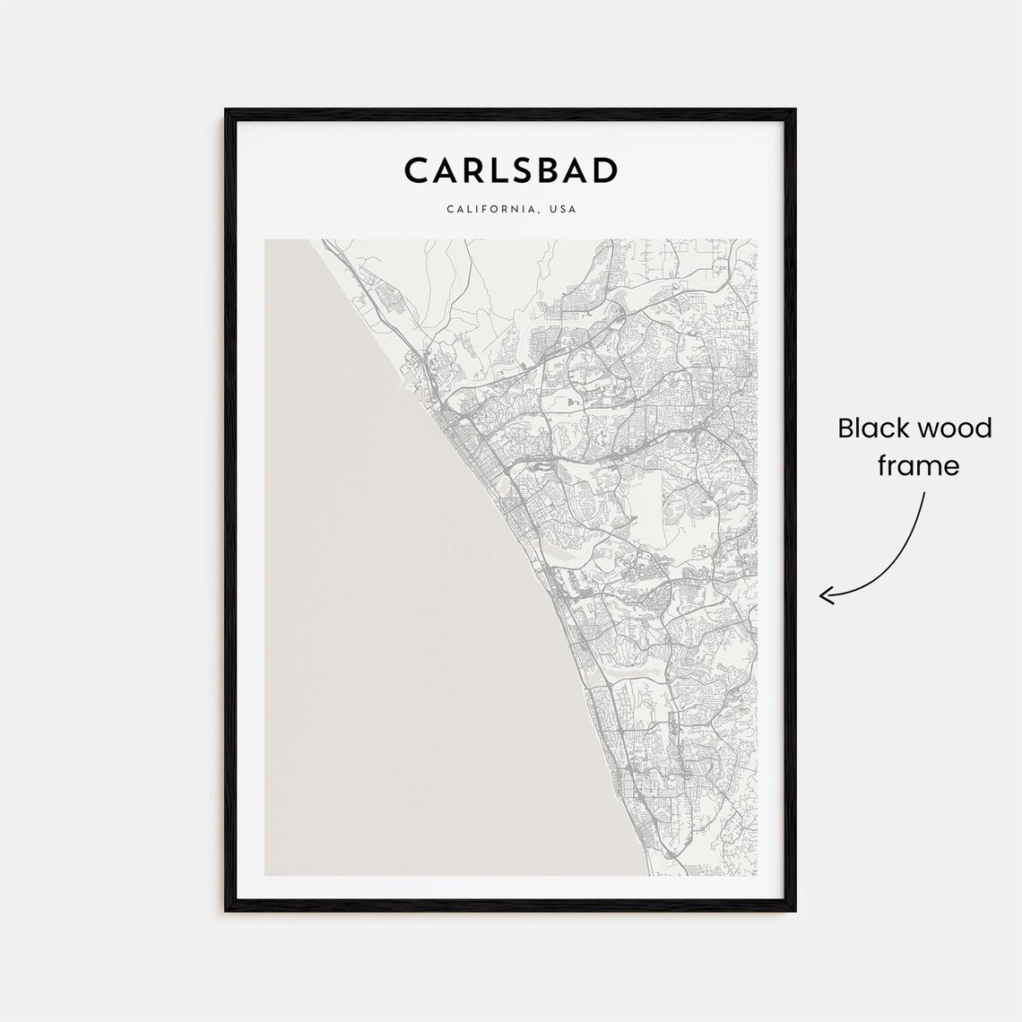 Minimalist Carlsbad California Coastal City Street Map Poster - Image 3