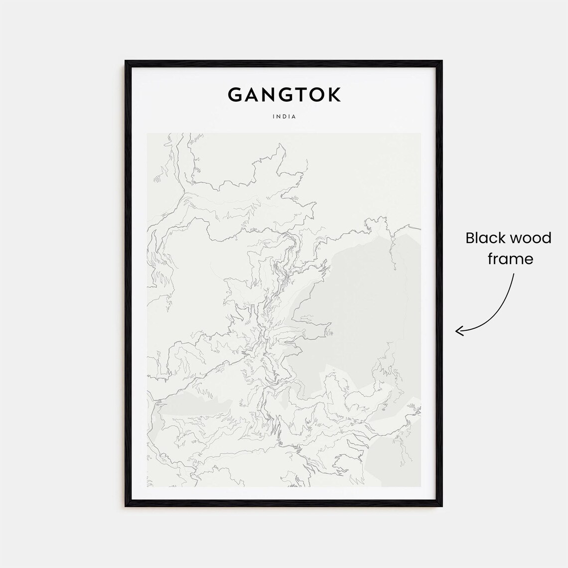 Gangtok India Minimalist City Street Map Monochrome Art Poster - Image 3