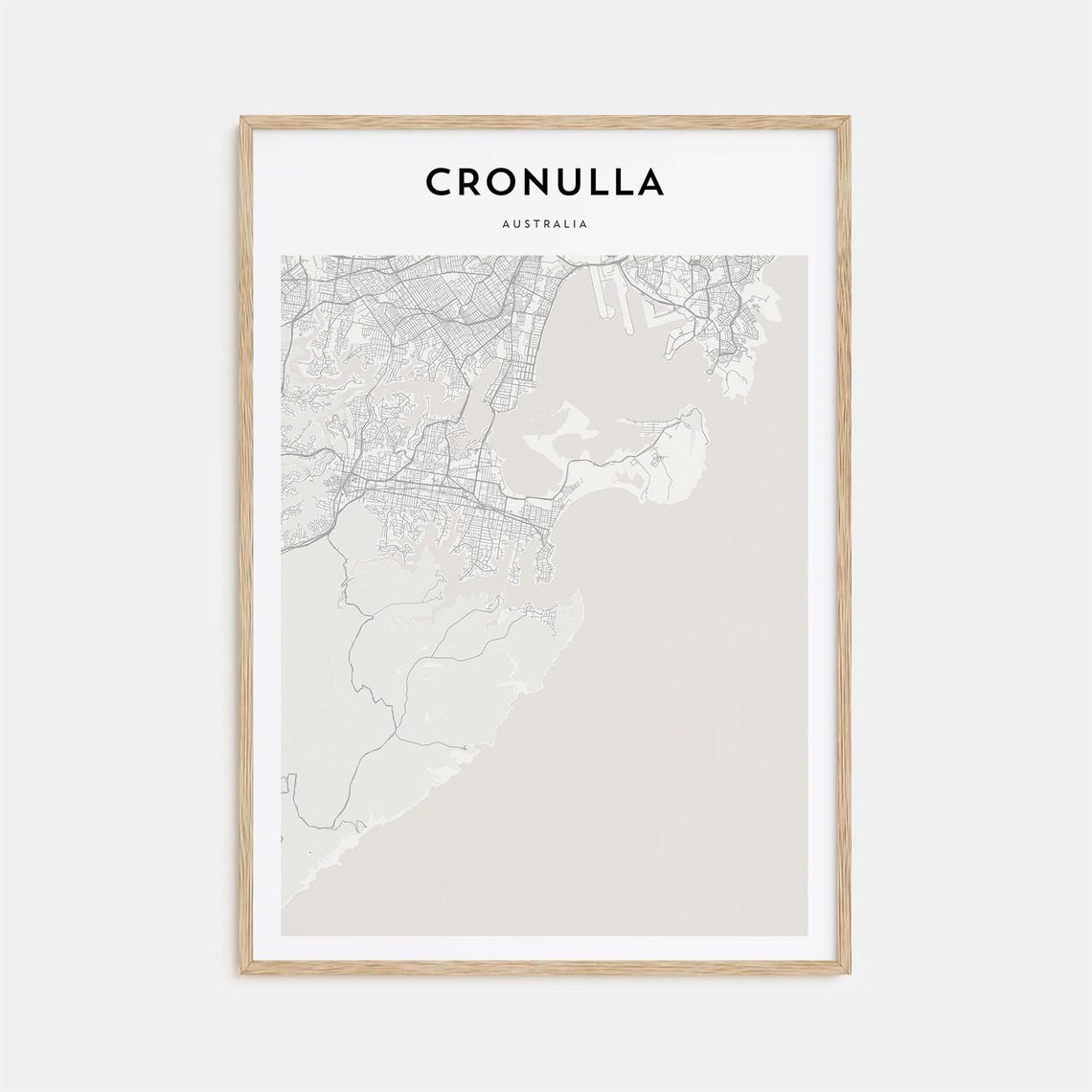 Cronulla Australia Modern Minimalist City Street Map Travel Poster