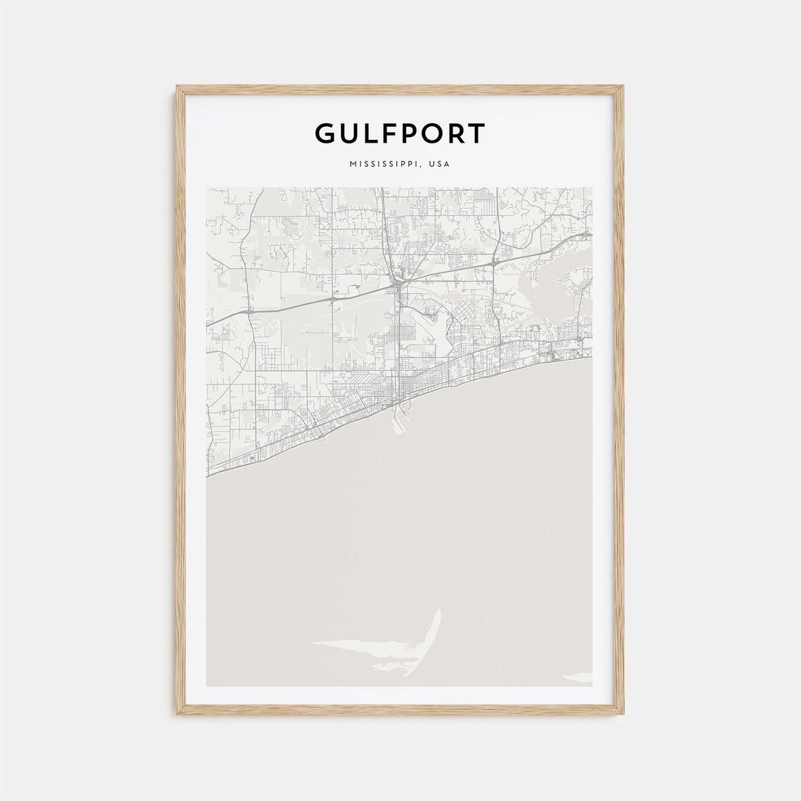Gulfport Mississippi Minimalist Gulf Coast Map Wall Decor Poster