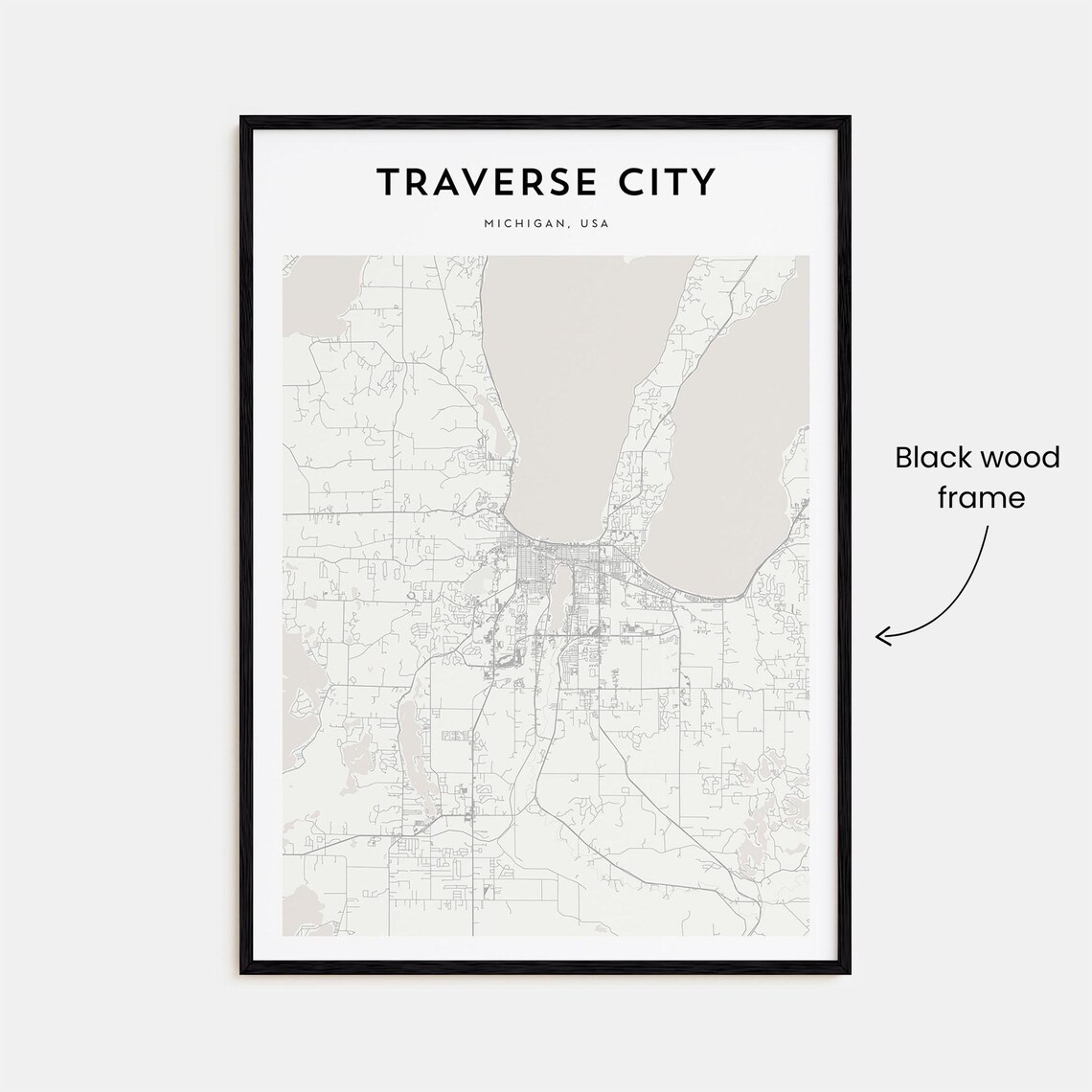 Traverse City Michigan Minimalist Street Map Art Travel Poster - Image 3