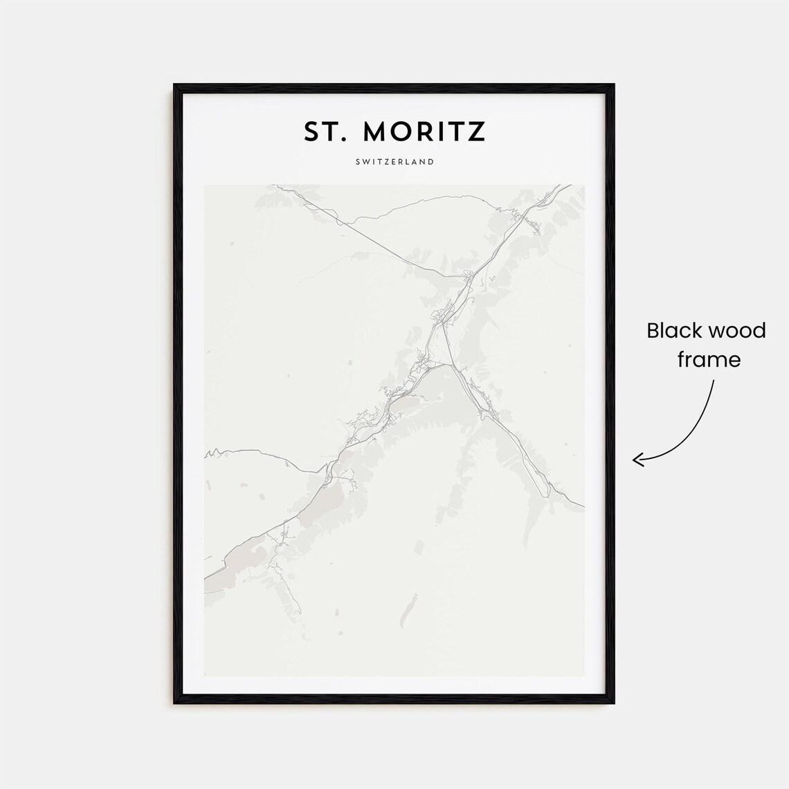 St Moritz Map Art Print, Switzerland Travel Poster - Image 3