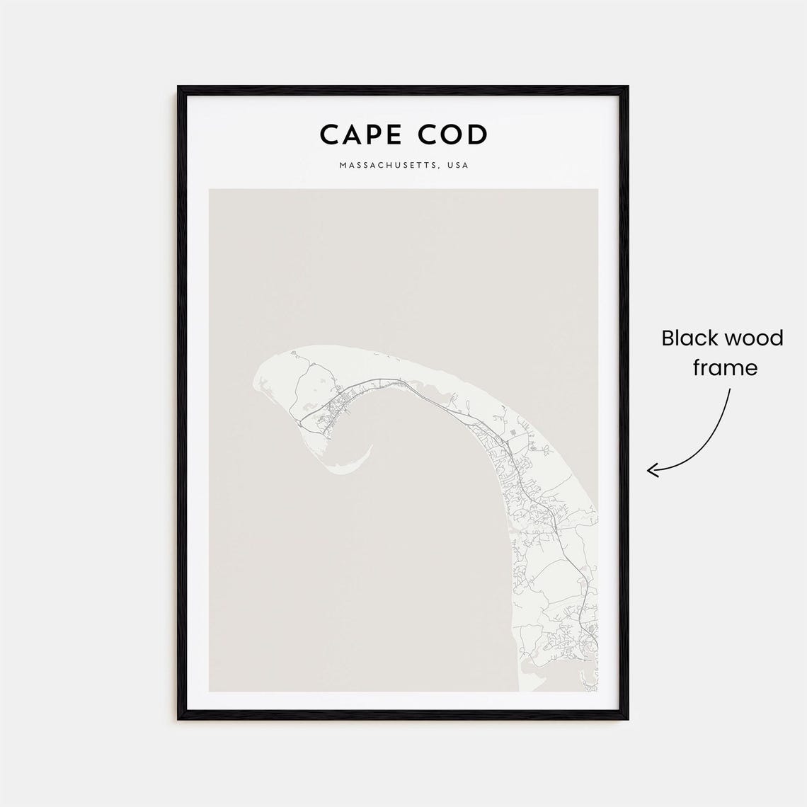Cape Cod Massachusetts Hooked Peninsula Minimalist Map Decor Poster - Image 3