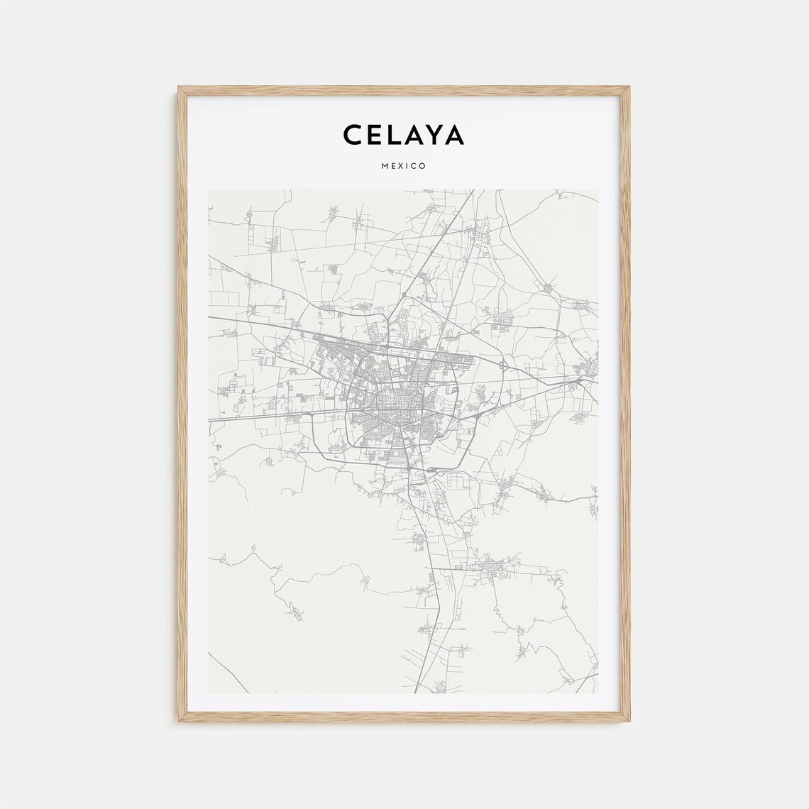 Celaya Mexico Minimalist Street Map Modern City Wall Art Decor