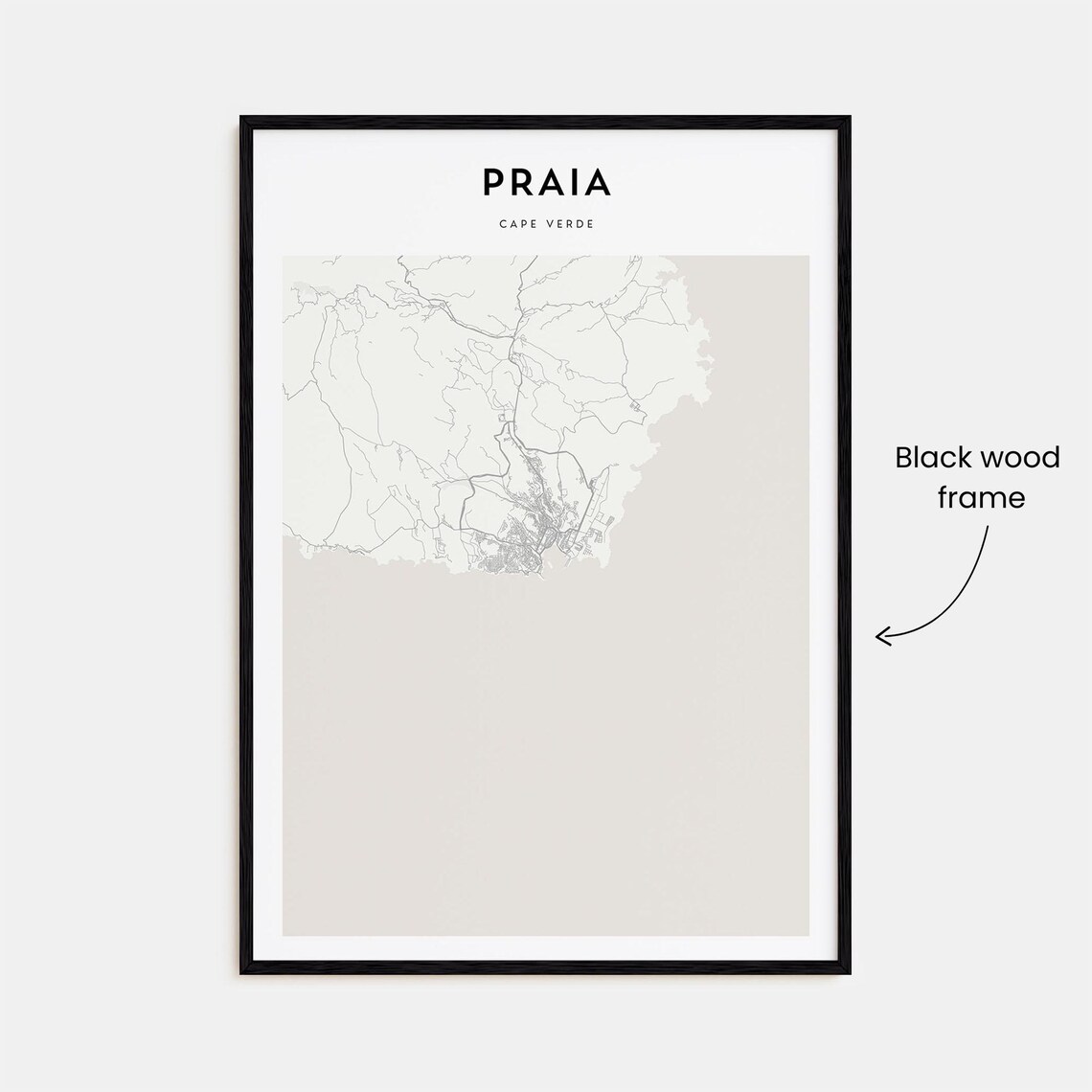 Praia Cape Verde Minimal City Street Map Monochrome Art Poster - Image 3