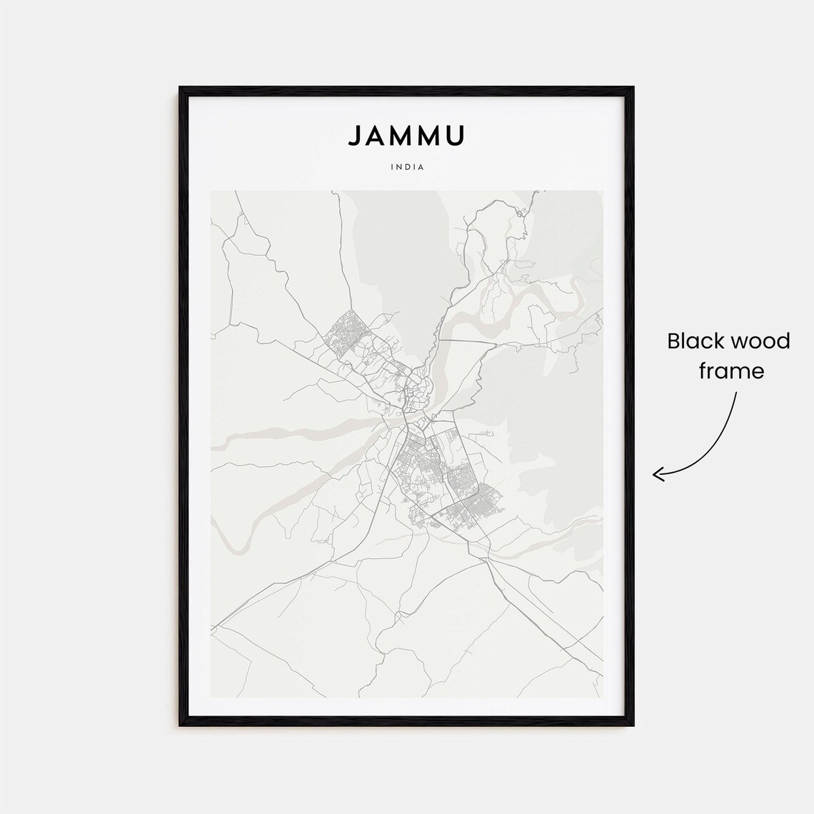 Jammu India Minimalist City Street Map Scandinavian Decor Poster - Image 3