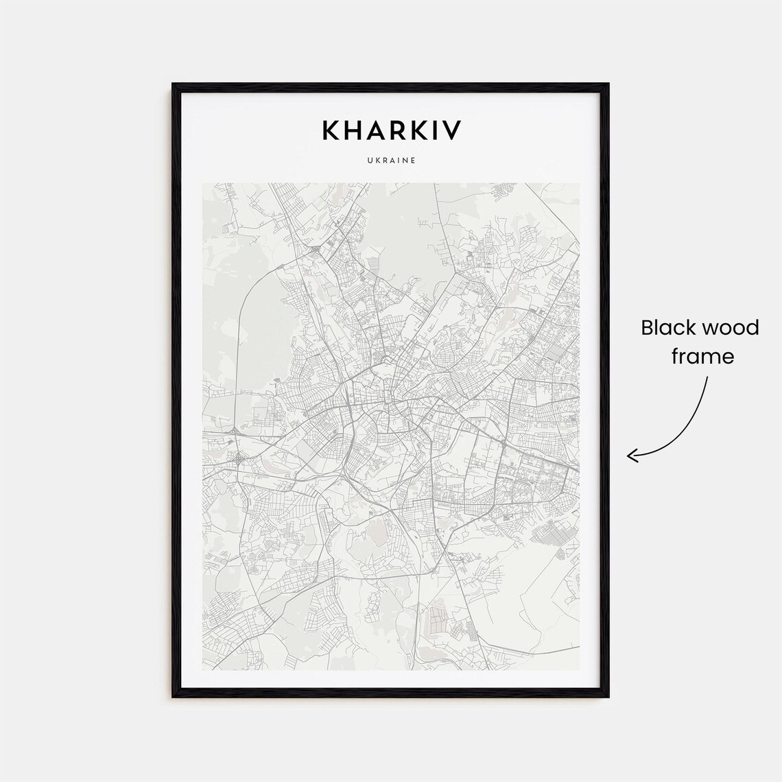 Kharkiv Ukraine Minimalist Black White City Map Street Poster - Image 3