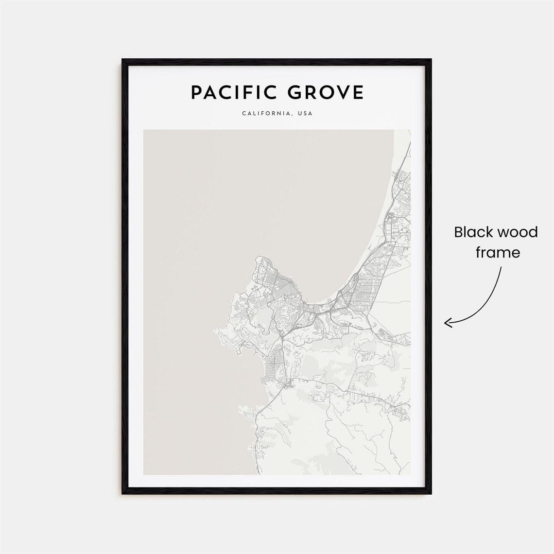 Pacific Grove California Minimalist Street Map City Travel Art Poster - Image 3