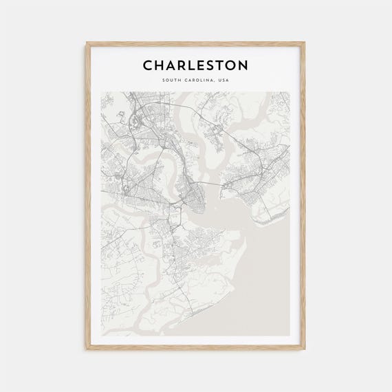 Charleston Map Travel Poster, South Carolina