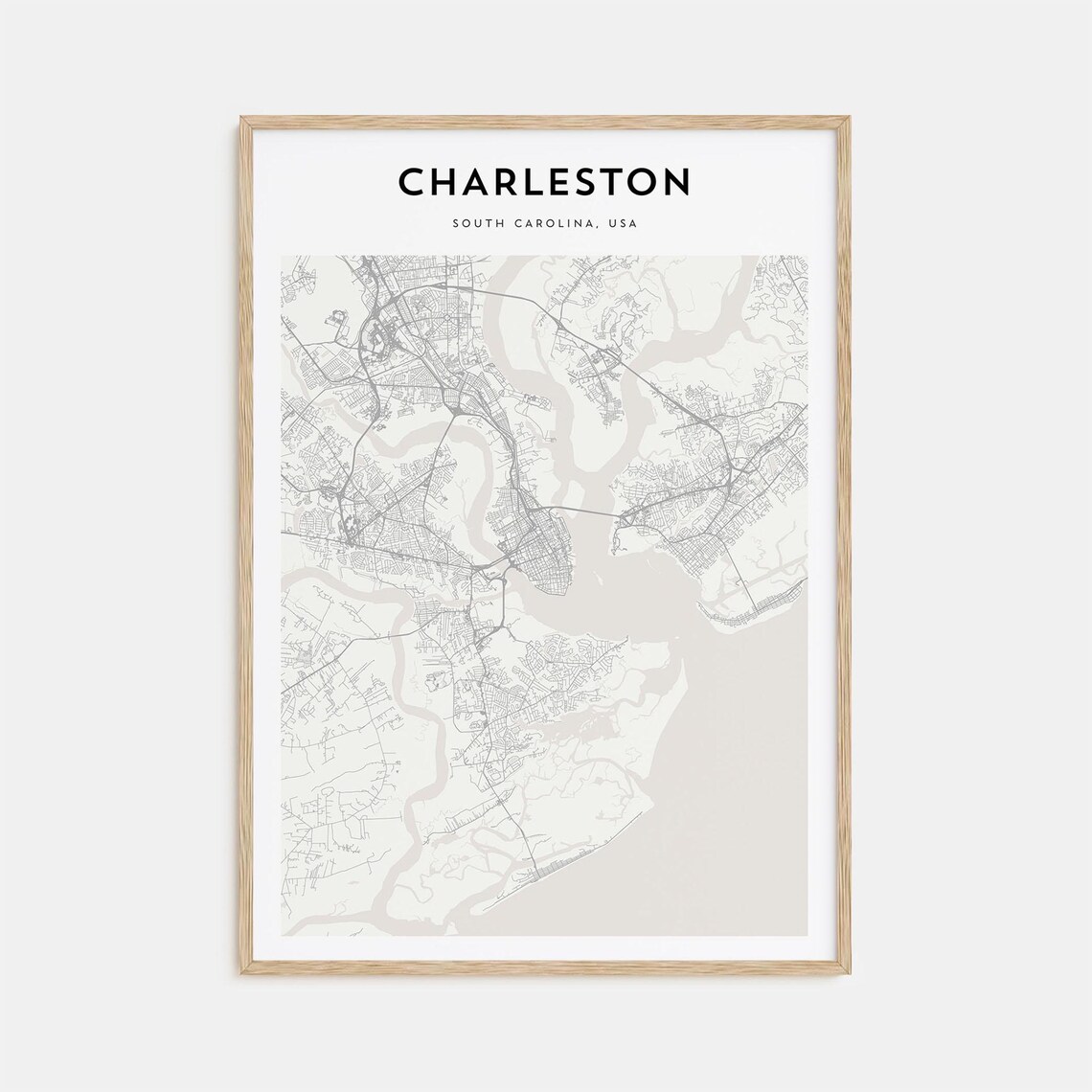 Charleston Map Travel Poster, South Carolina