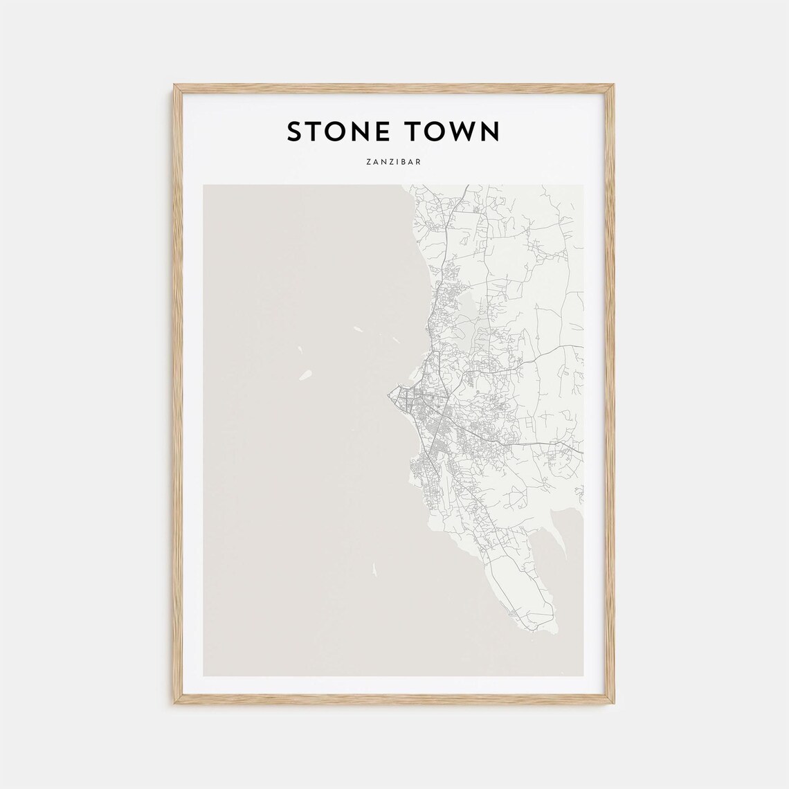 Stone Town Zanzibar City Street Map Scandinavian Minimalist Poster