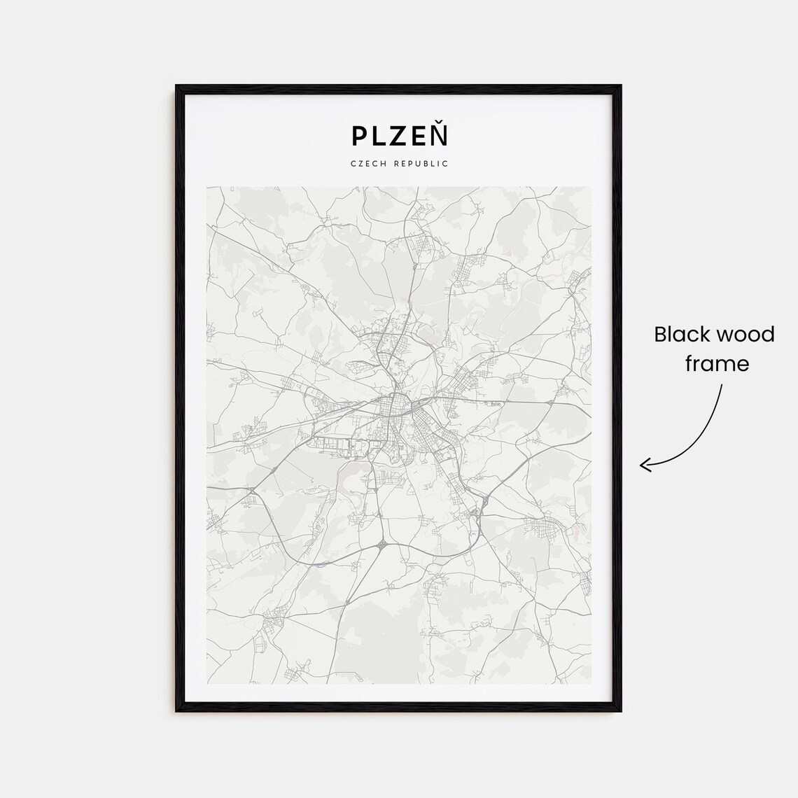 Plzeň Czech Republic Minimalist City Street Map Travel Poster - Image 3