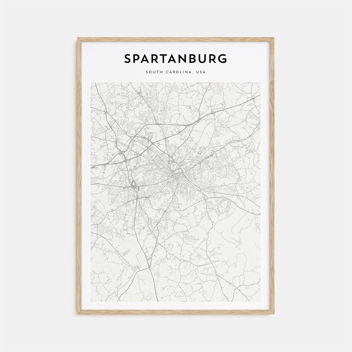 Spartanburg South Carolina Minimalist City Map Line Art Poster