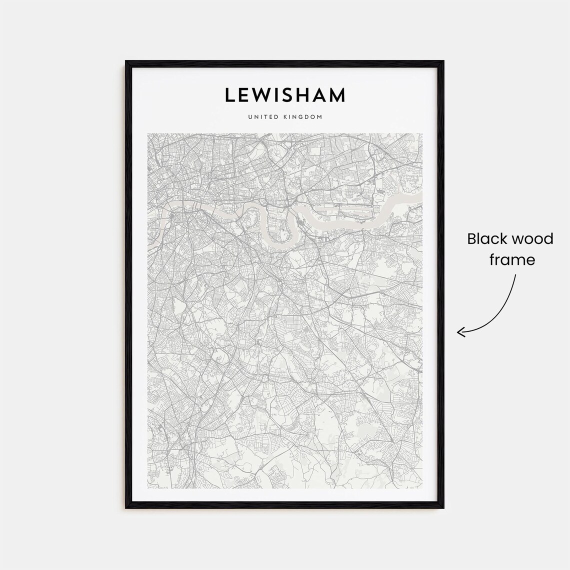 Lewisham United Kingdom Minimalist London City Street Map Poster - Image 3