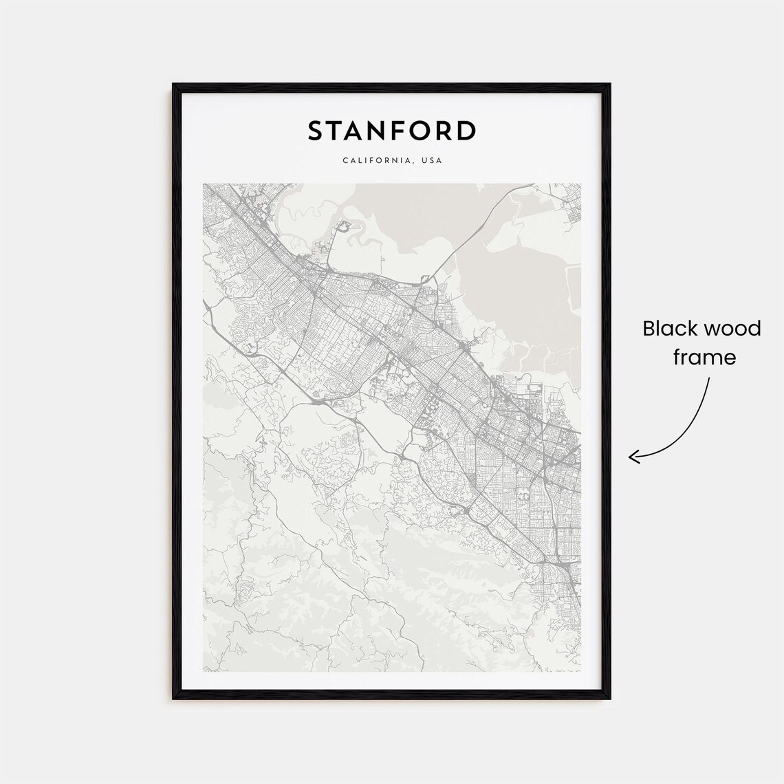 Stanford California Minimalist City Street Map Line Art Poster - Image 3