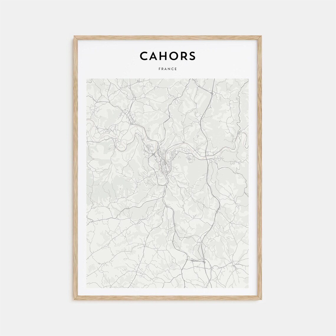 Cahors France Minimalist City Map Modern Line Art Travel Poster