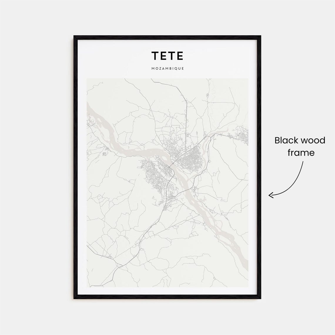 Tete Mozambique Minimalist River City Map Line Art Travel Poster - Image 3