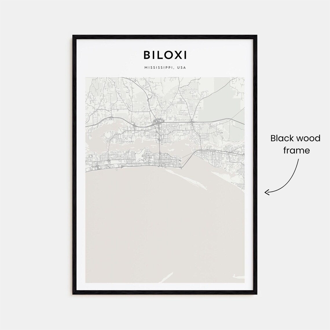Biloxi Mississippi USA Minimalist City Map Line Art Travel Poster - Image 3