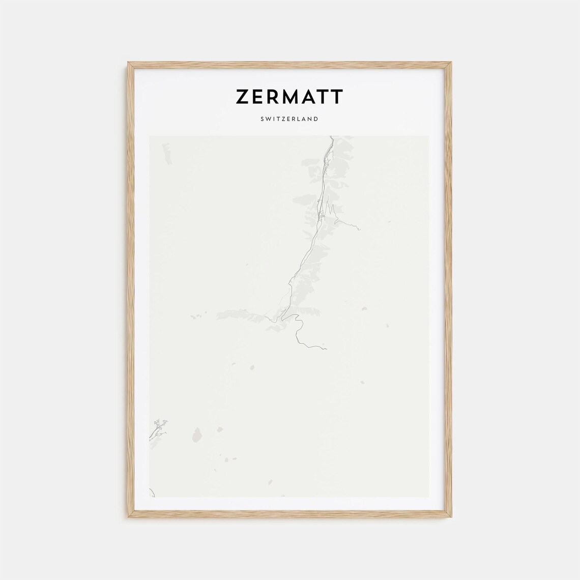 Zermatt Switzerland Minimal Alpine Village Street Map Poster