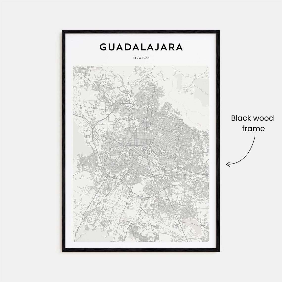 Guadalajara Mexico Minimalist Beige City Street Map Poster Decor - Image 3
