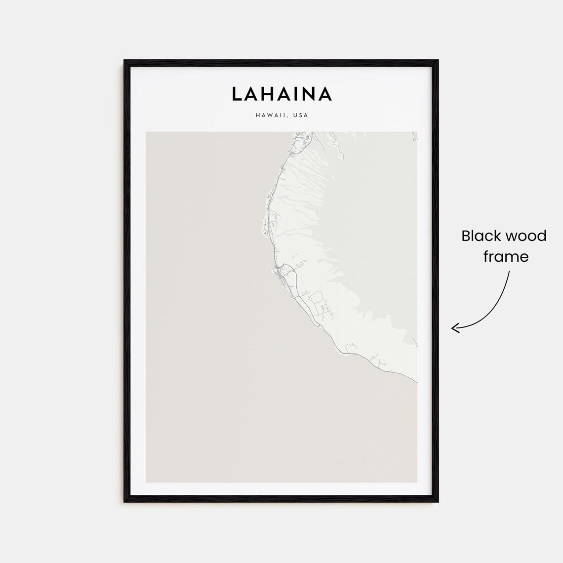 Lahaina Hawaii Minimalist Coastal City Street Map Art Poster - Image 3