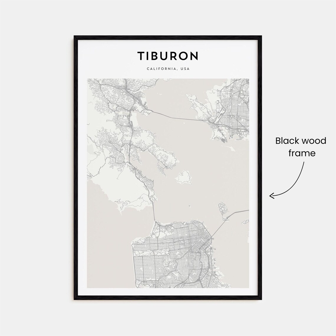 Tiburon California USA Minimalist Bay Area Map Line Art Travel Poster - Image 3