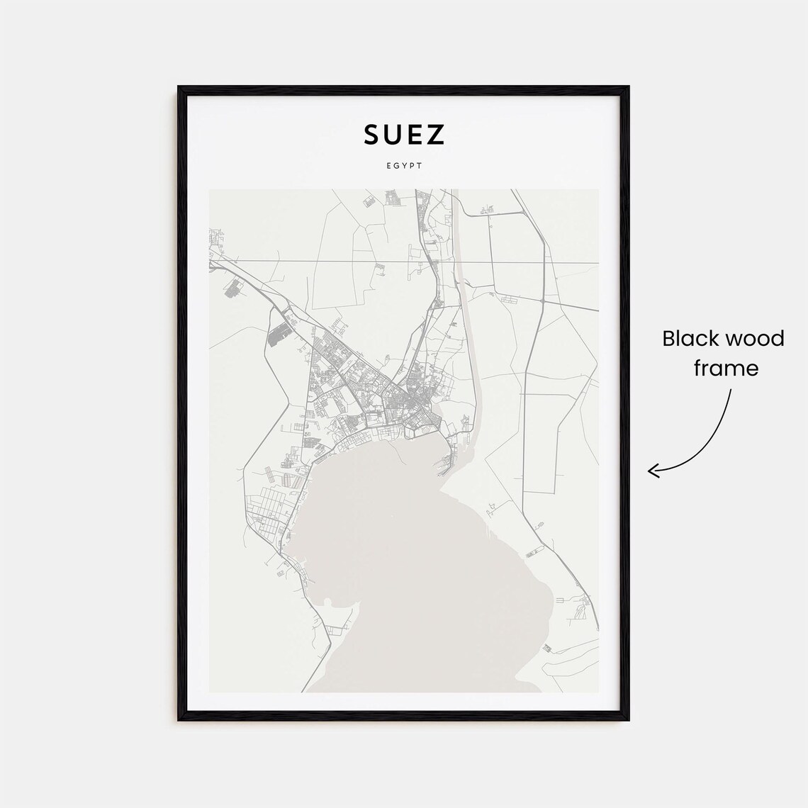 Suez Egypt Minimalist City Street Map Line Art Home Decor Poster - Image 3