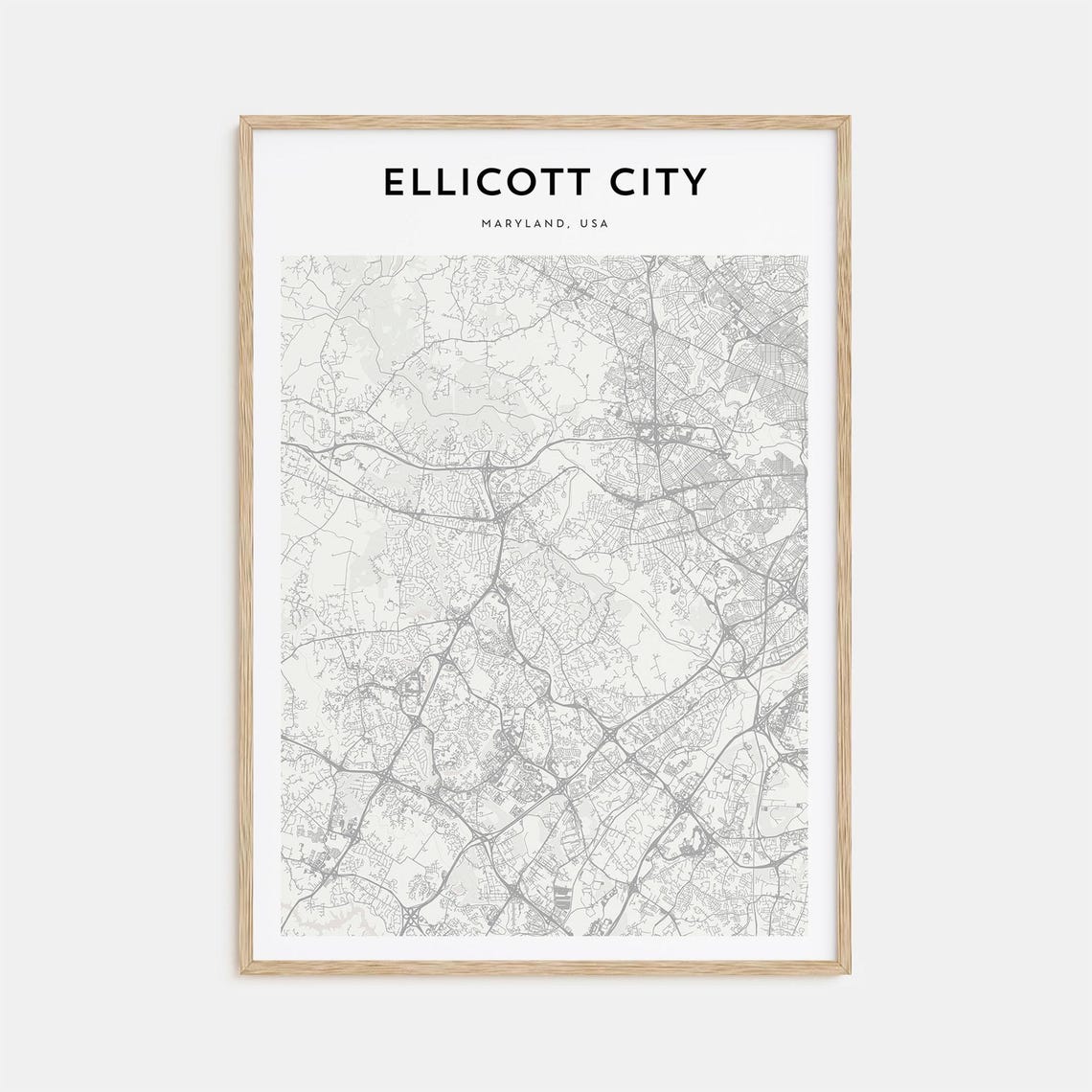Ellicott City Maryland Minimalist City Street Map Poster Wall Decor