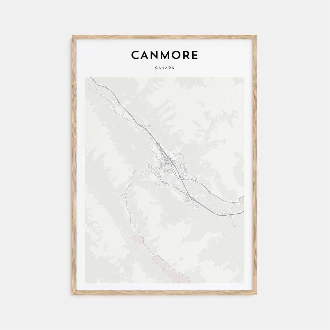Canmore Canada Minimalist Mountain Town Street Map Wall Art Decor