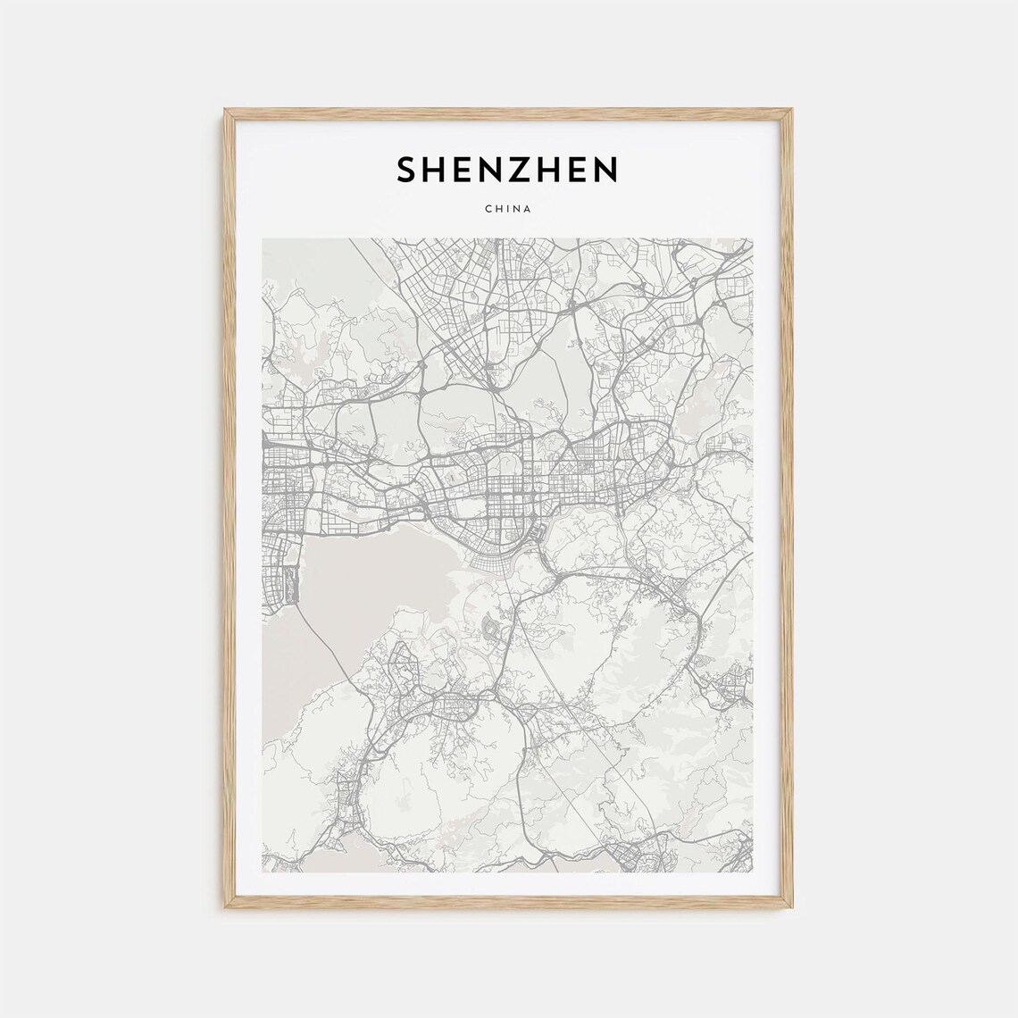 Modern Minimalist Shenzhen Guangdong China City Street Map Poster