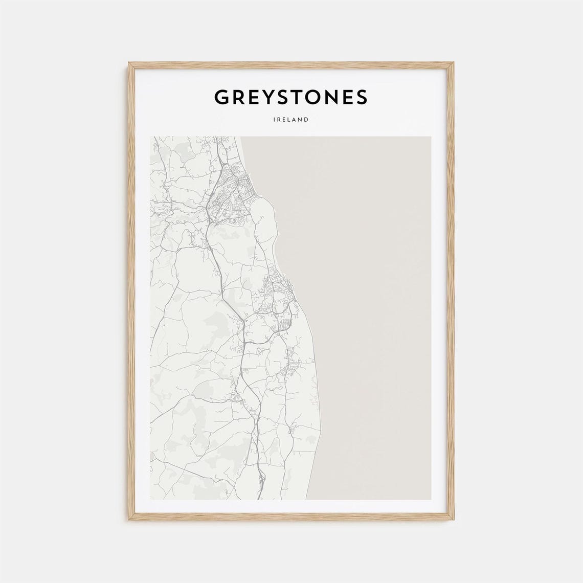 Greystones Ireland Minimalist Coastal Town Map Wall Decor Poster