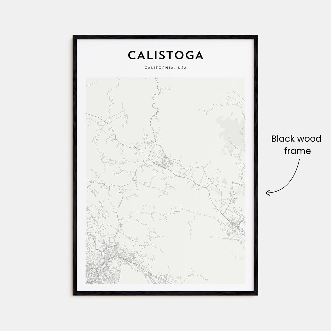 Calistoga California Minimalist Wine Country Street Map Wall Art - Image 3