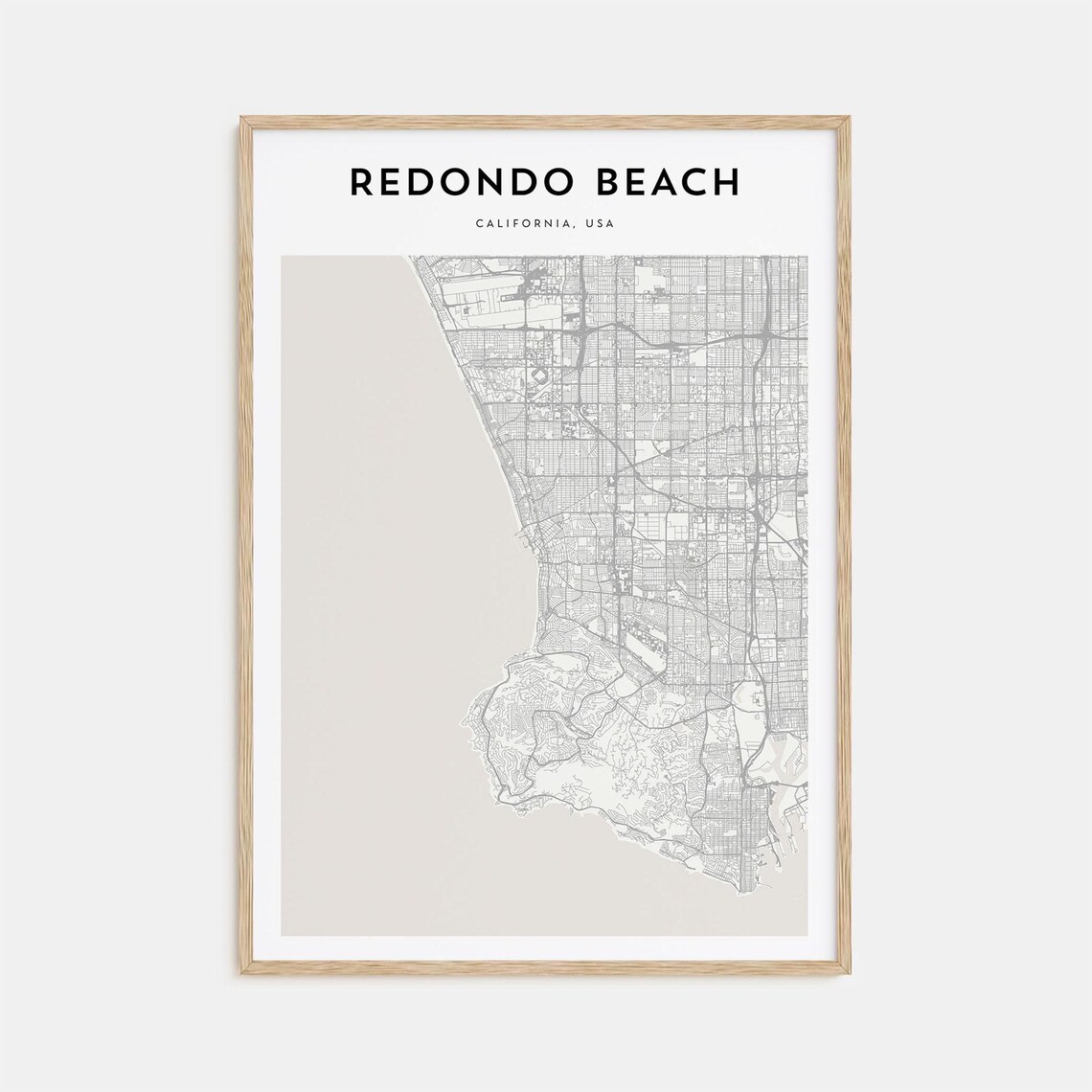 Redondo Beach California USA Minimalist Street City Map Art Poster